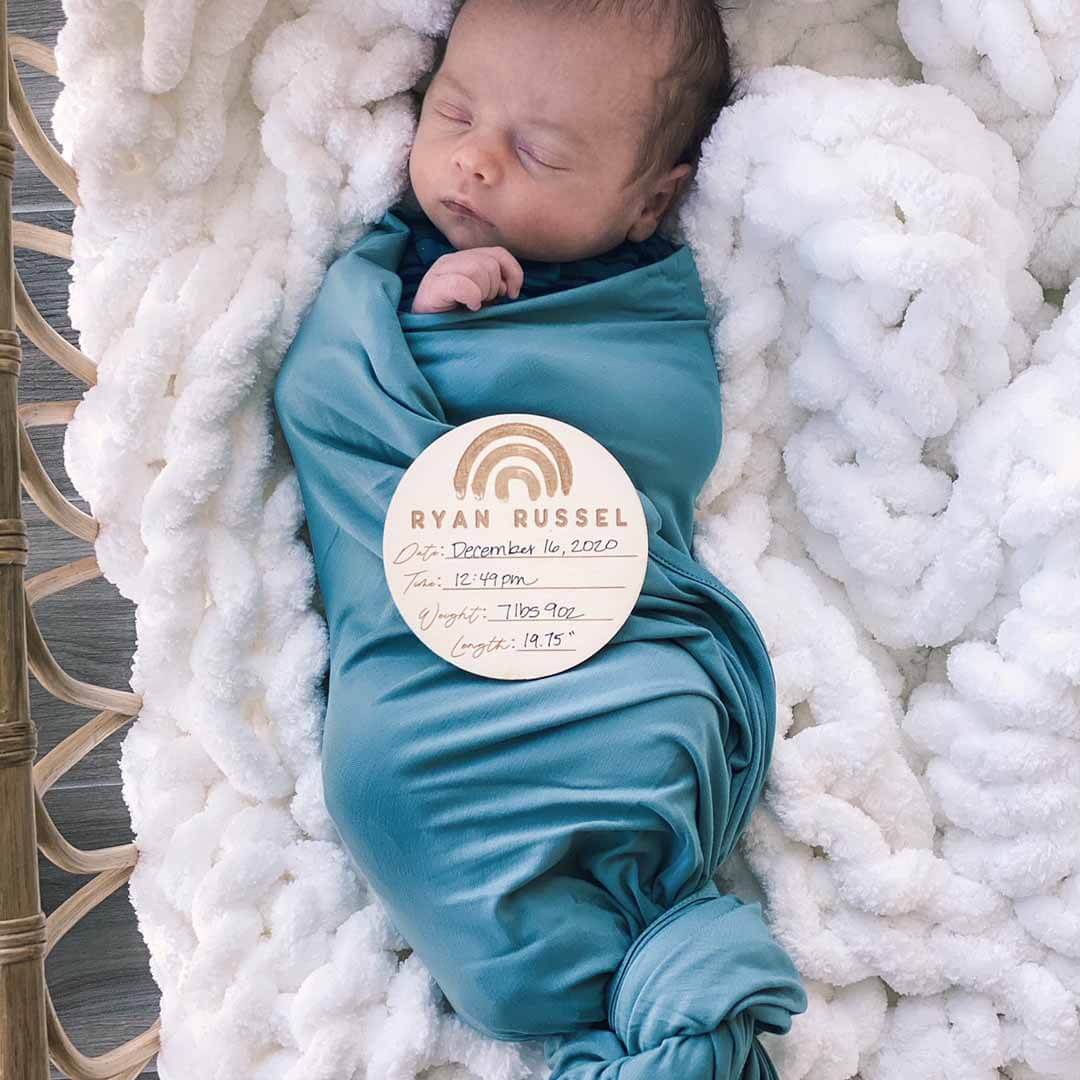 birth stats rainbow wood announcement 