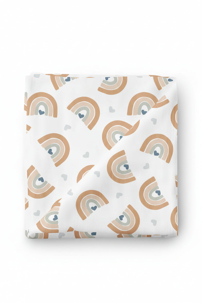 Rainbow Hearts Swaddle Blanket