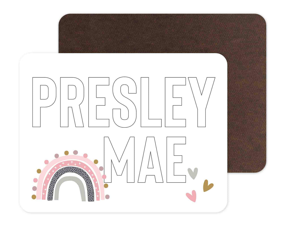 personalized whiteboard with name and rainbow 