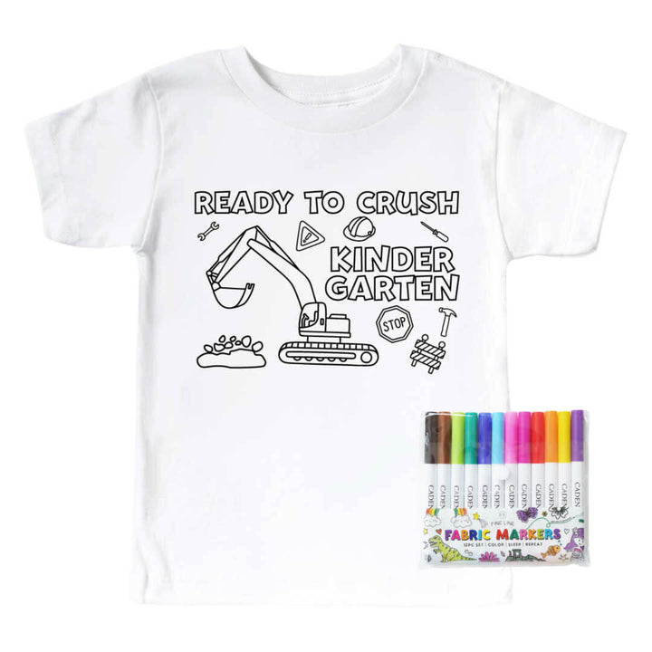 ready to crush kindergarten colorable kids tee 