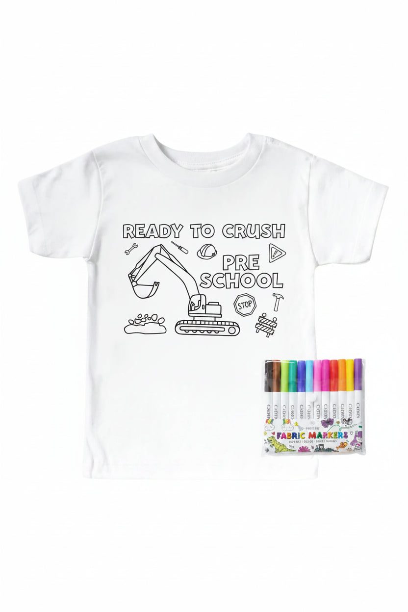construction colorable kids graphic tee 
