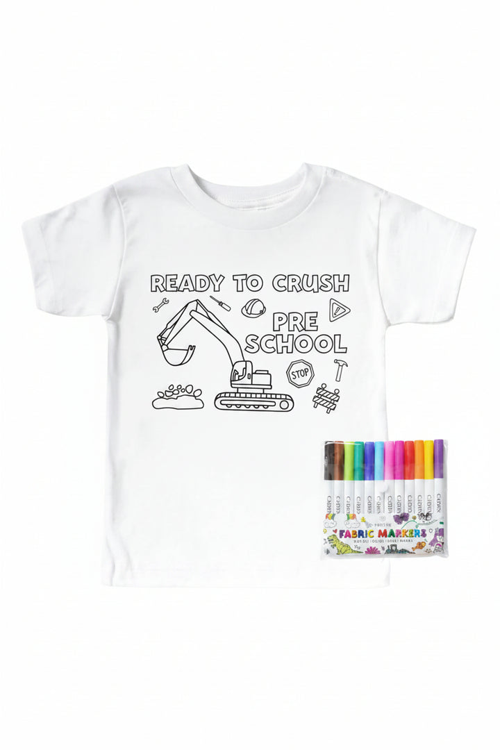 construction colorable kids graphic tee 