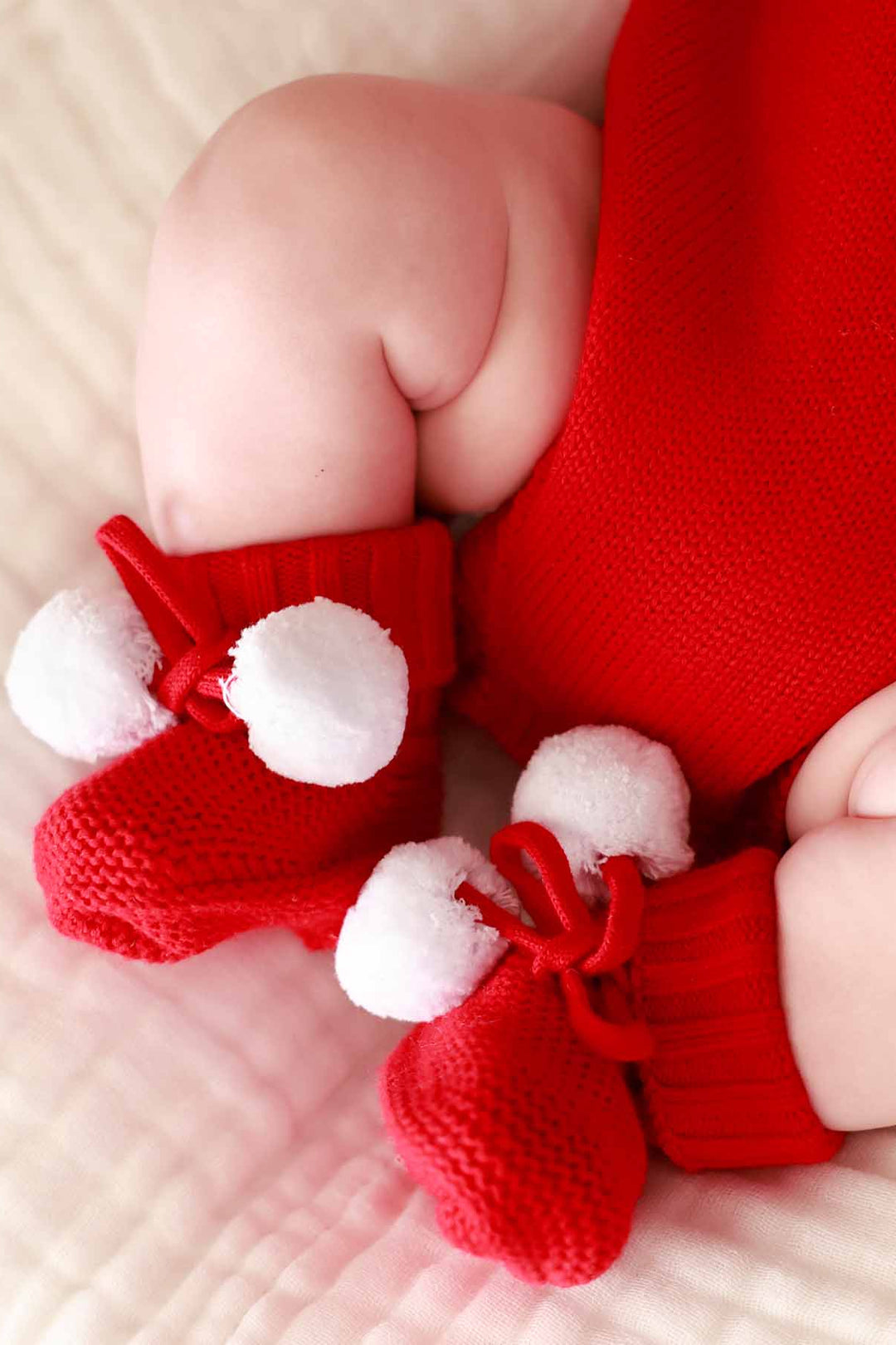 red knit sweater pom pom beanie for babies 