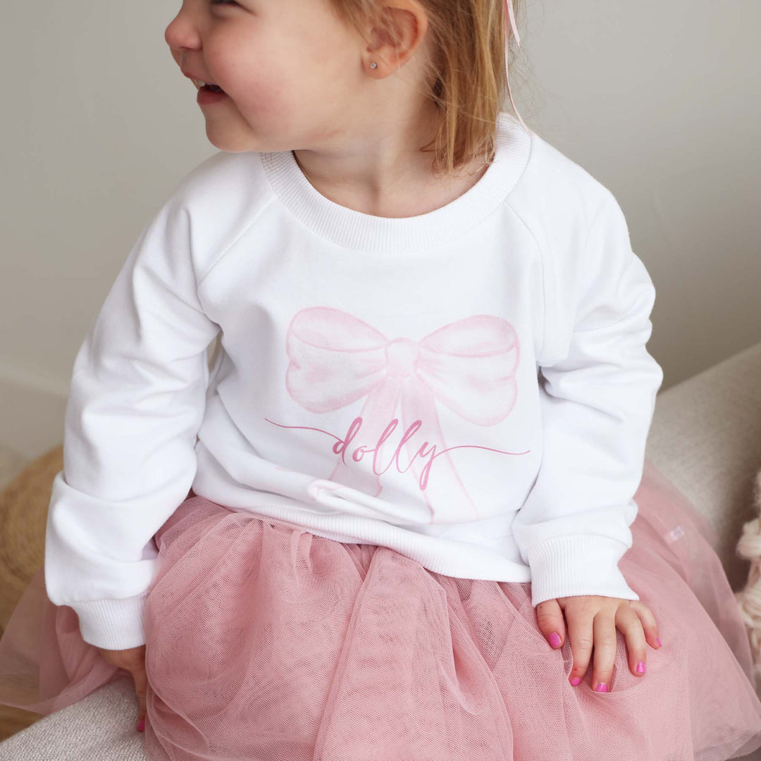 personalized bow kids graphic sweatshirt 