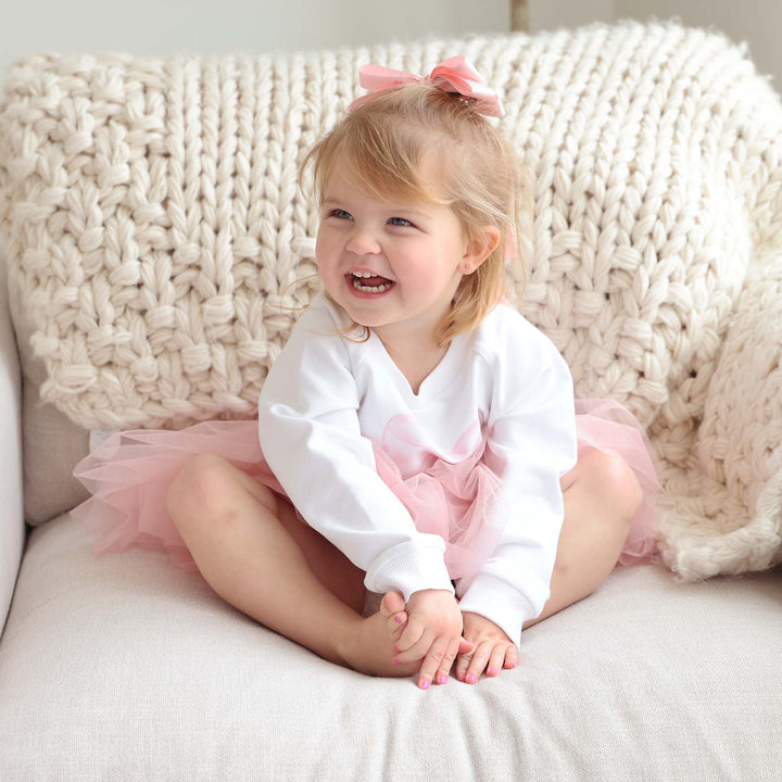 ribbon bow sweatshirt for kids white 