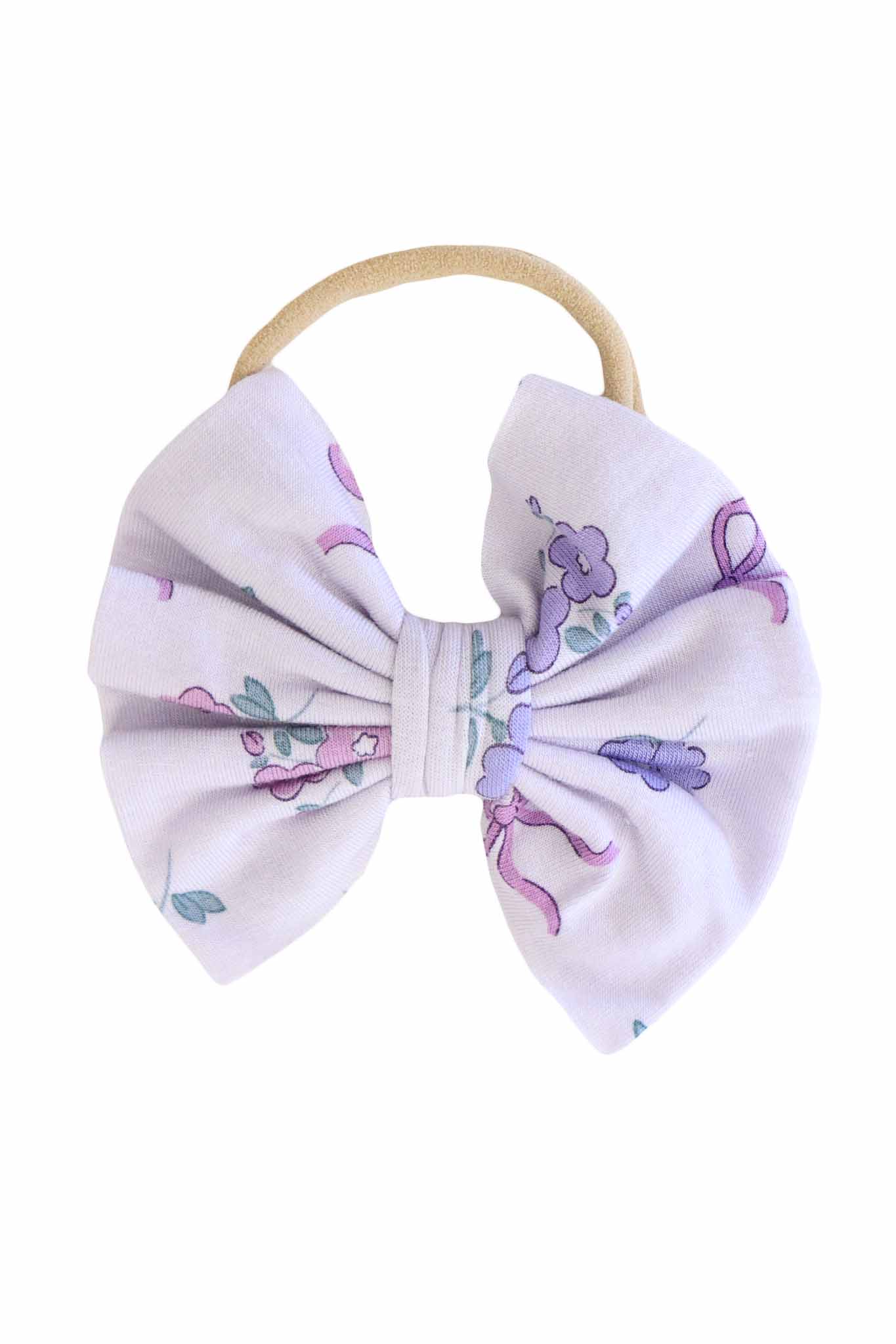 Ribbon & Roses Knit Bow Headband | Purple