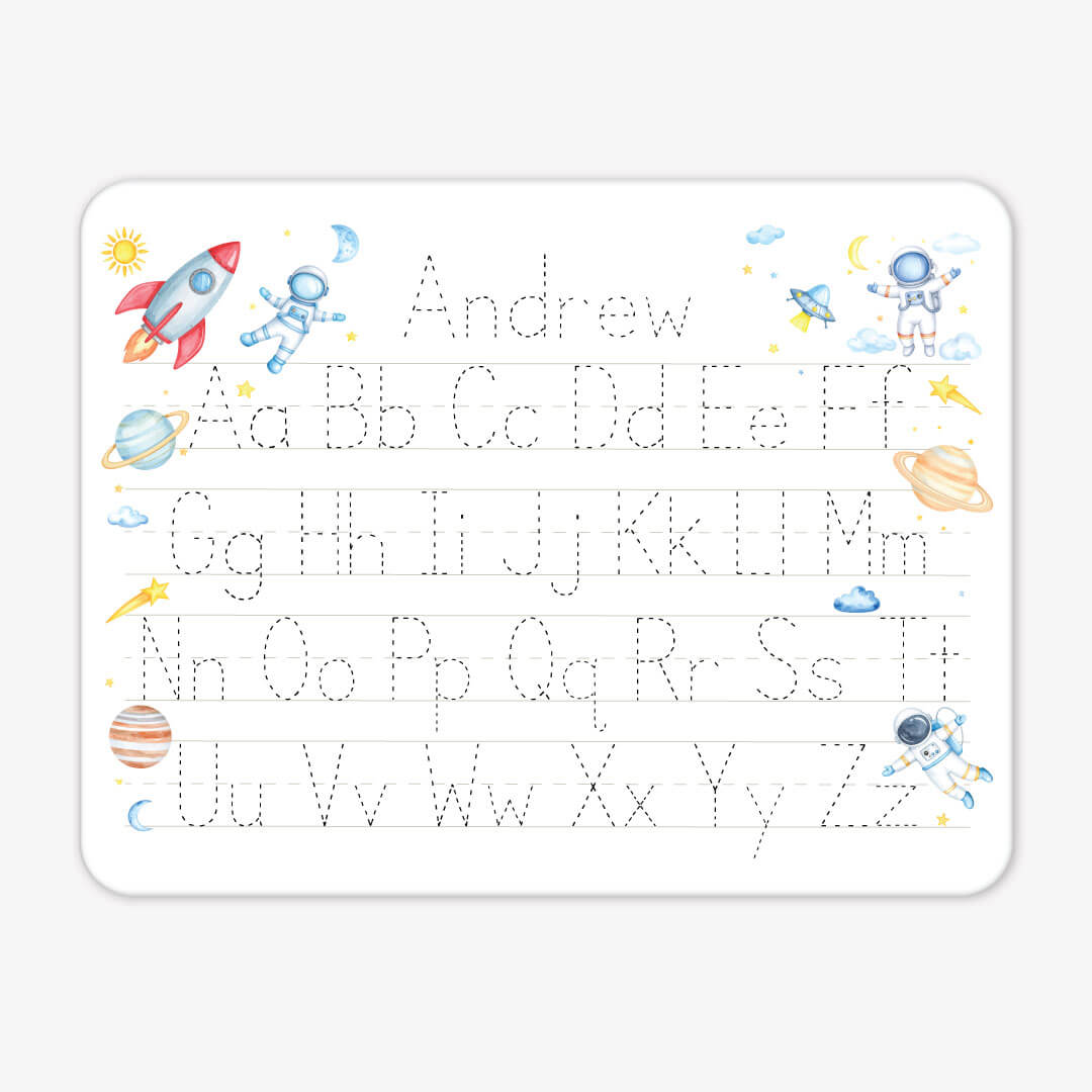 rocket adventure personalized alphabet whiteboard for kids 
