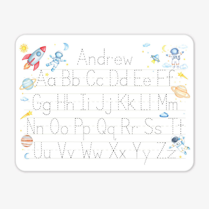 rocket adventure personalized alphabet whiteboard for kids 