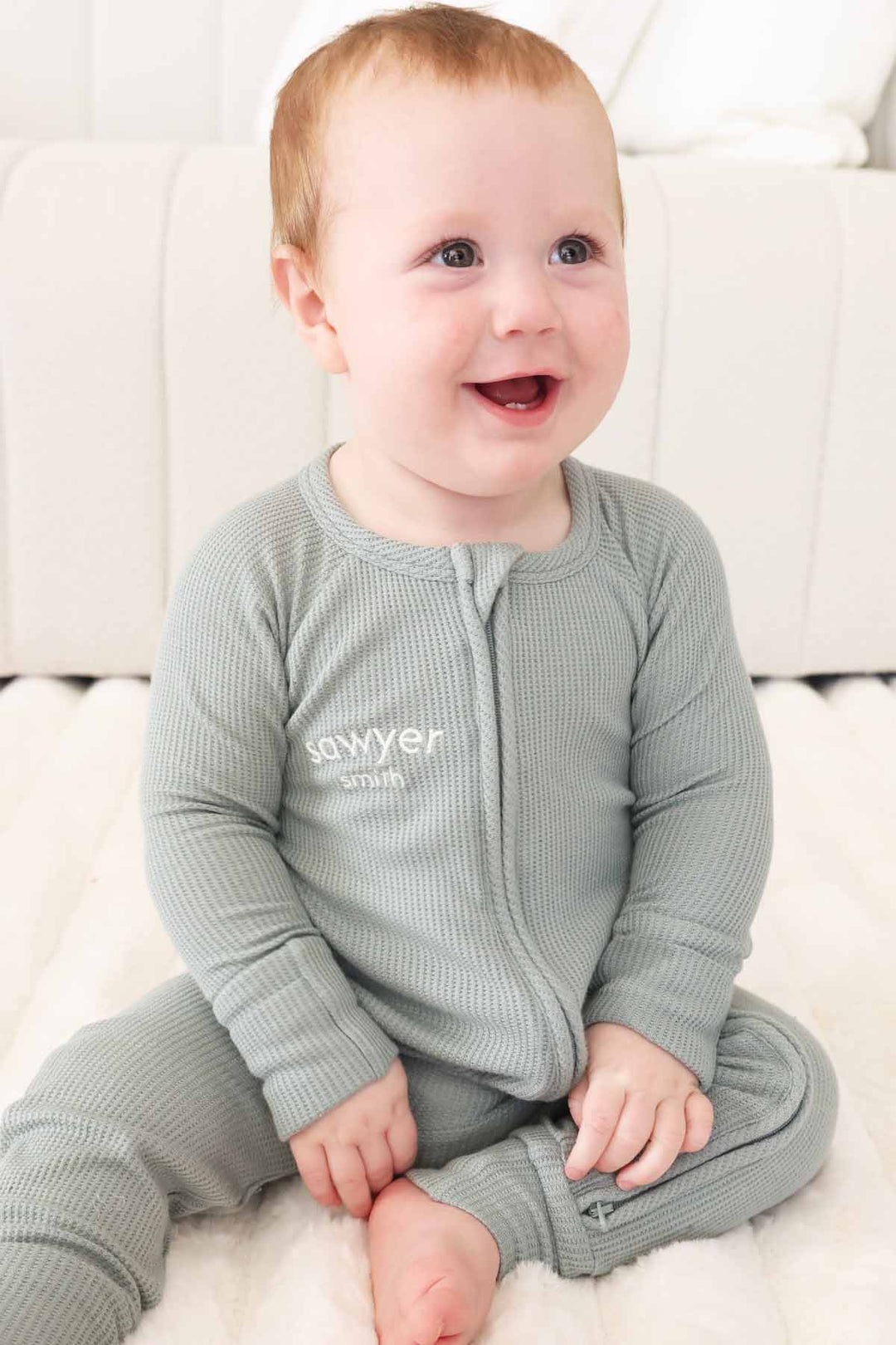 caden lane green embroidered convertible zip romper for babies and toddlers 