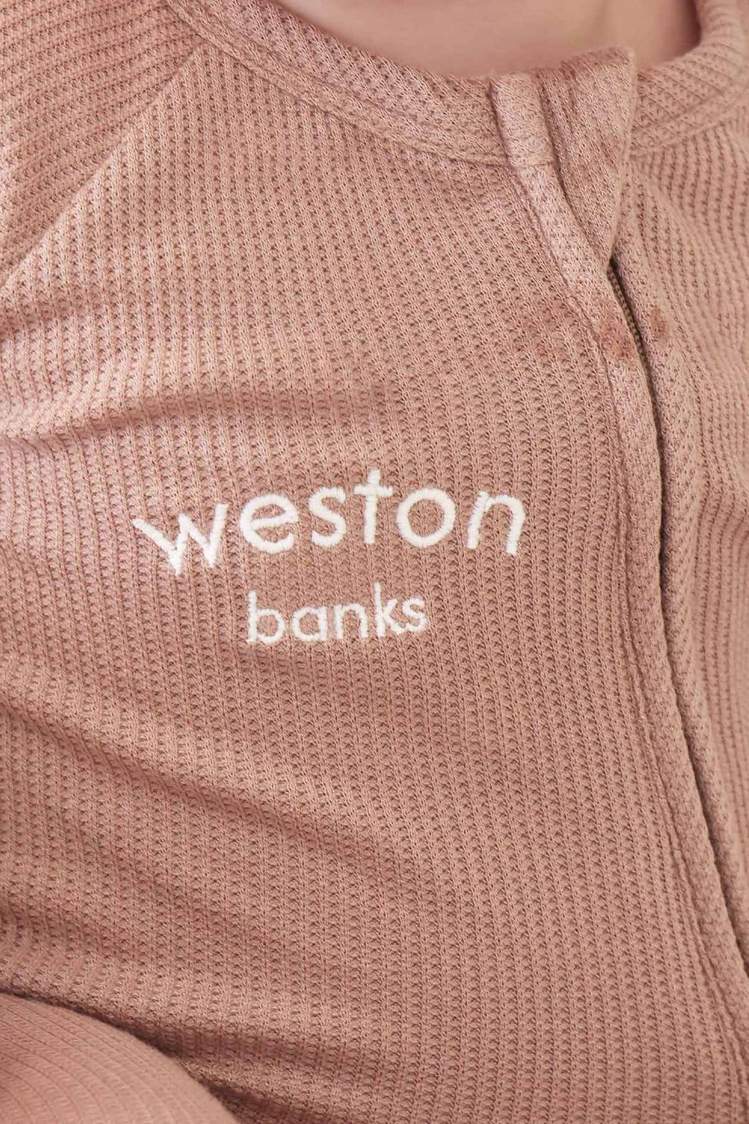 baby zipper romper embroidered with name neutral brown
