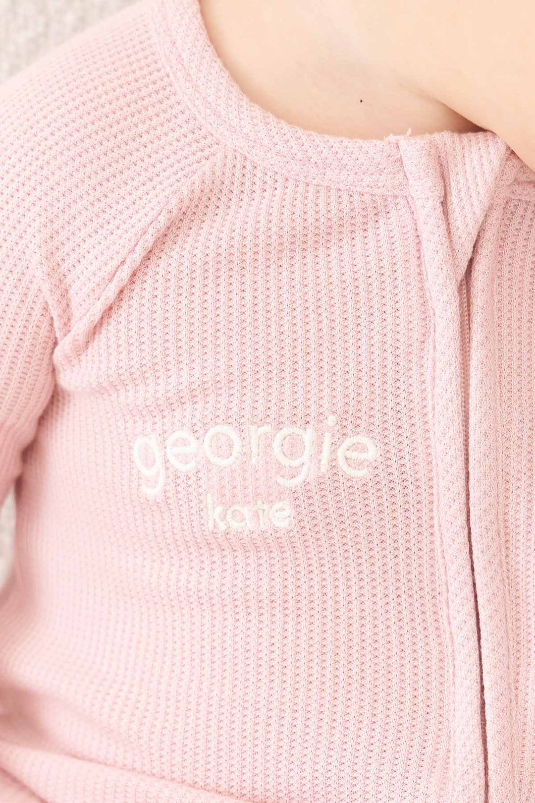 embroidered name convertible zip romper pajama for baby and toddler girls light pink lotus 