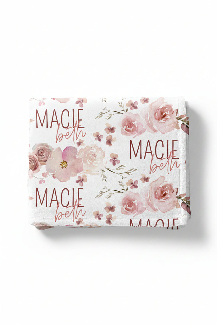 personalized toddler blanket rose