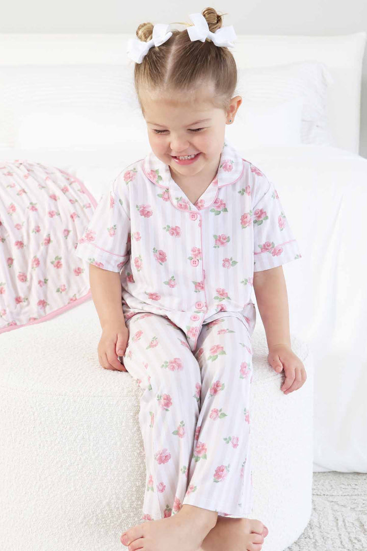 rosy & cozy button up pajama set for girls 