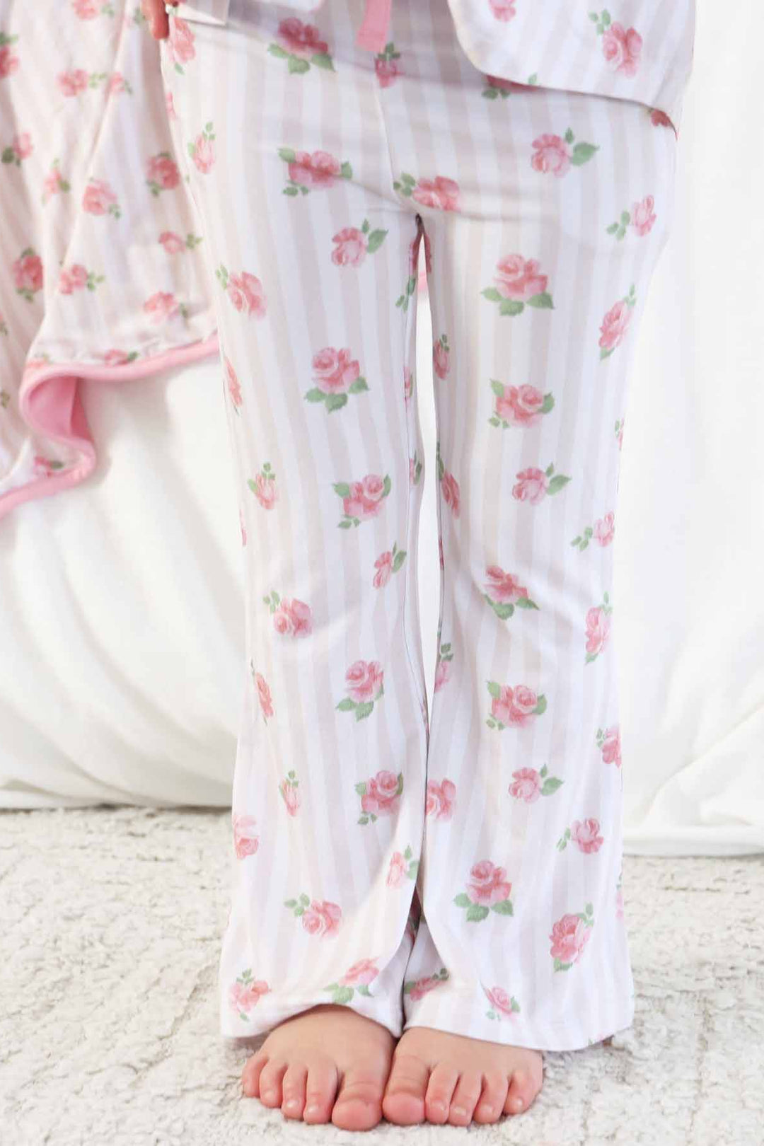 rosy and cozy flare pant pajama set for girls 