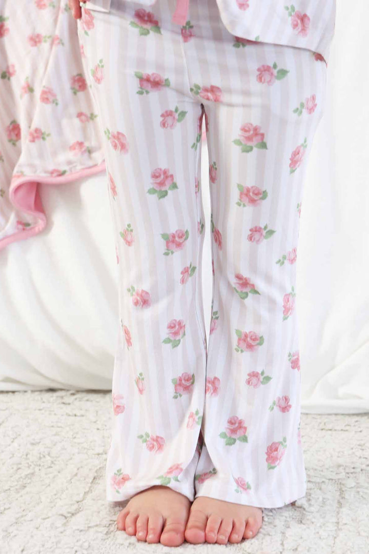 rosy and cozy flare pant pajama set for girls 