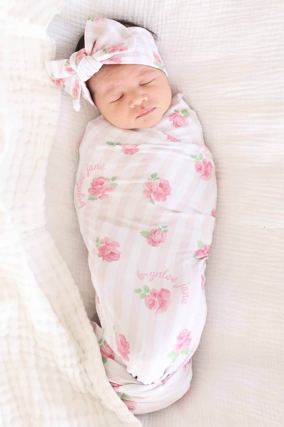 Rosy & Cozy Personalized Swaddle Blanket