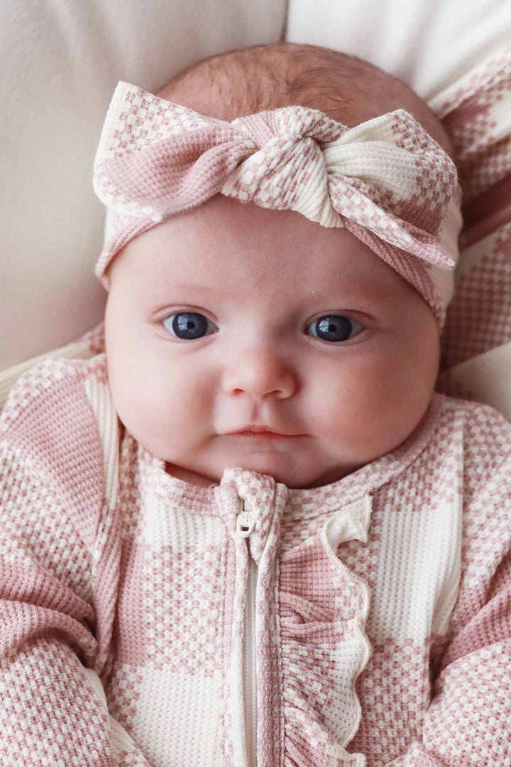 rosy check waffle zipper footie for babies 