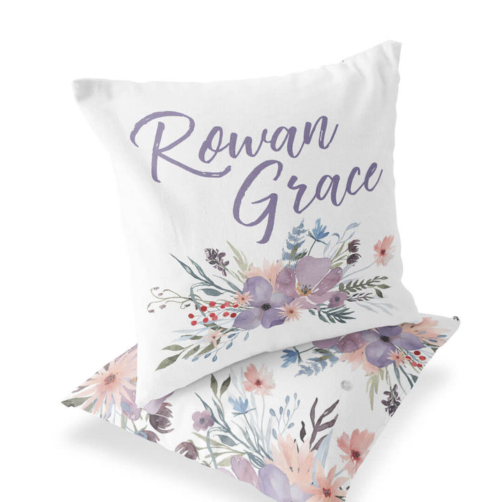 dusty purple floral accent pillow