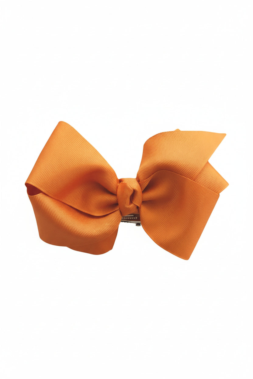Large Ribbon Bow with Clip | Rustic Orange