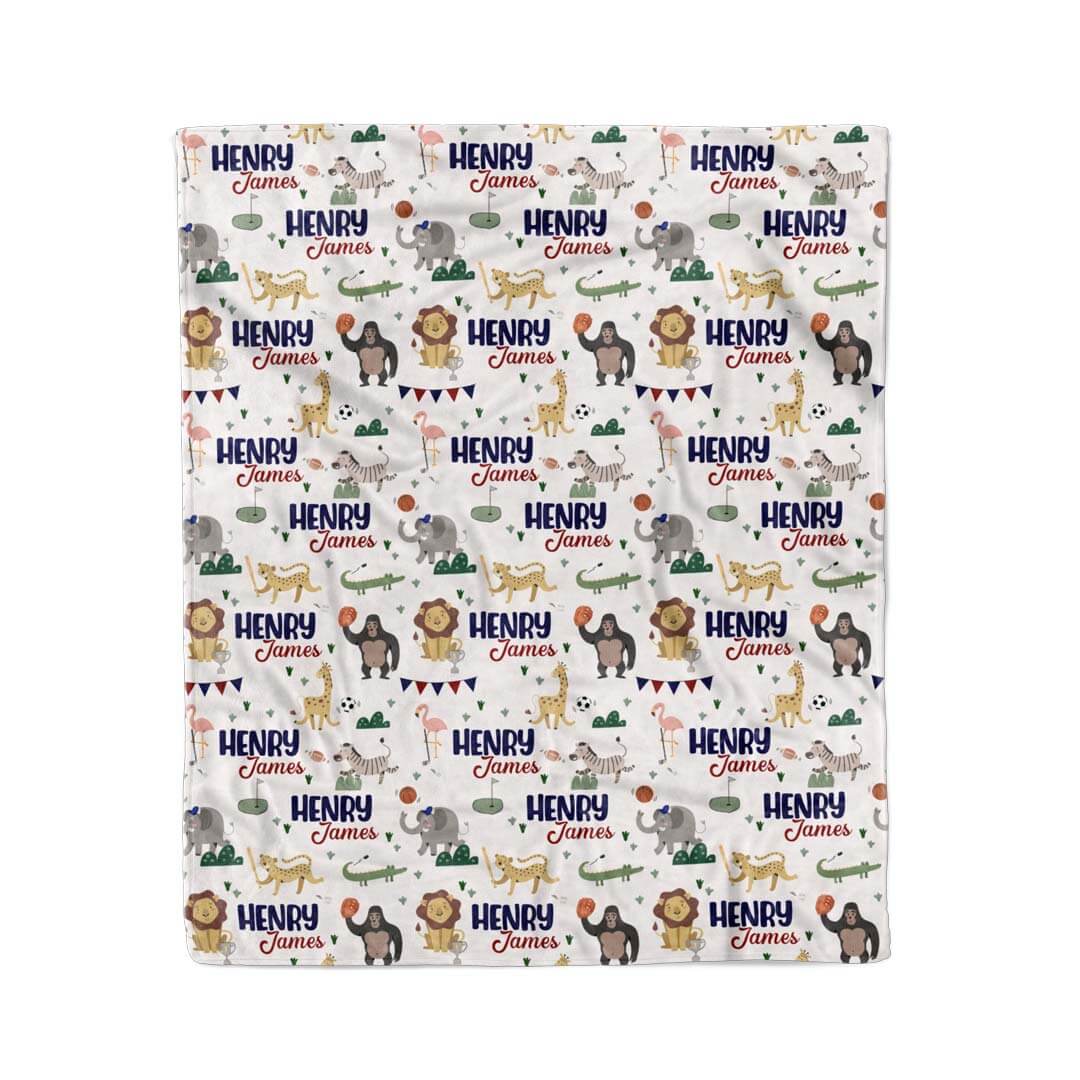 safari games personalized blanket for kids 