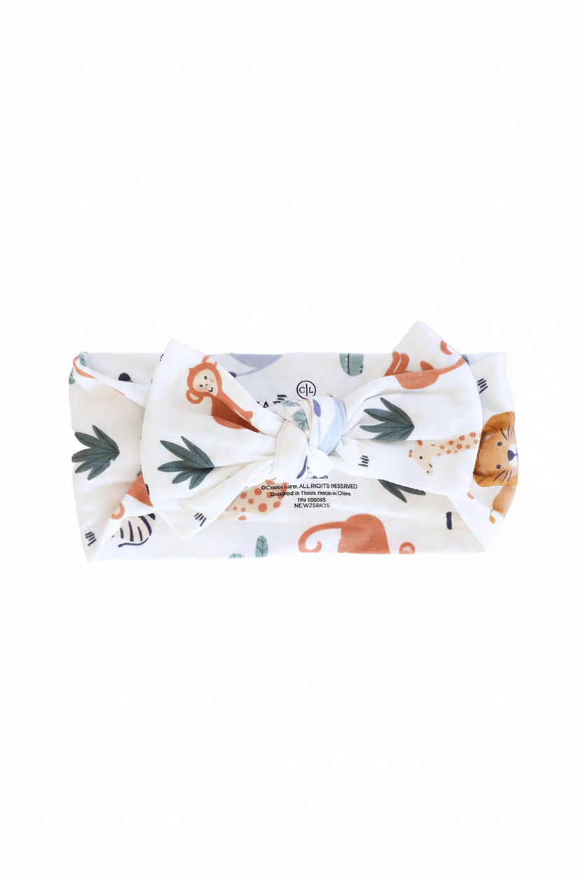 safari animal bow headwrap for babies 