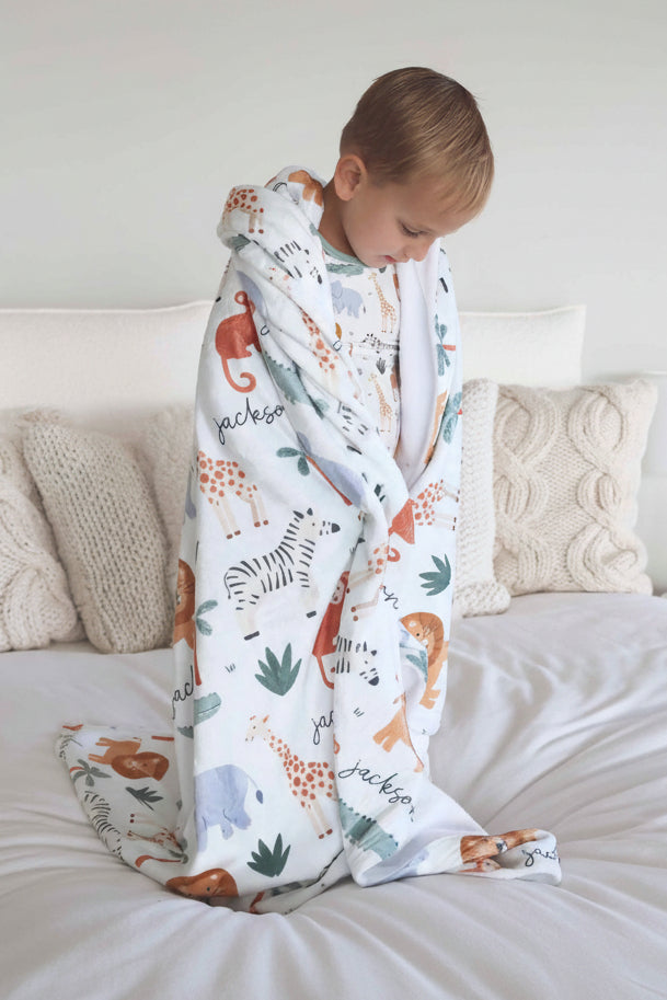 Safari Snuggles Personalized Kids Blanket