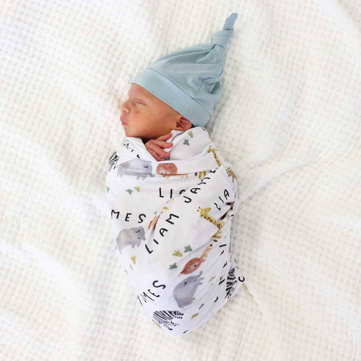 safari personalized swaddle 