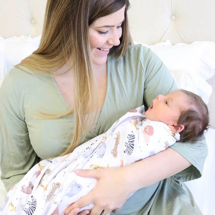 bamboo maternity robe solid moss