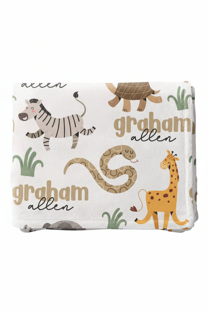 safari animal personalized kids blanket 