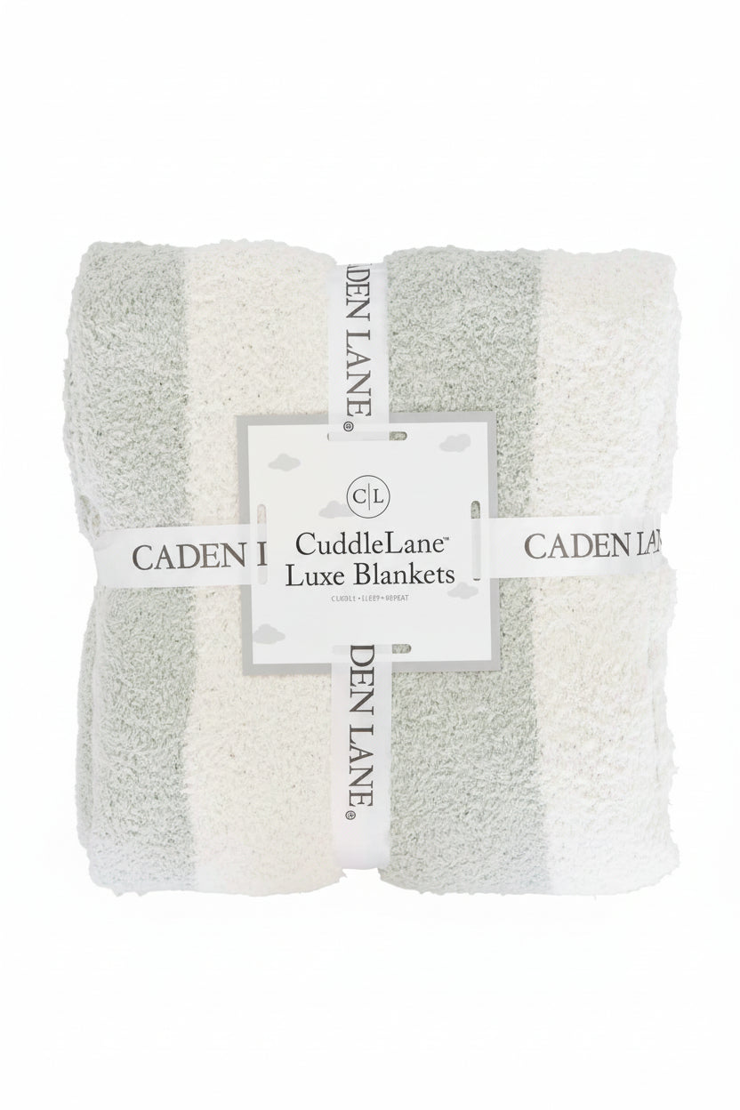 sage and off white stripe microfiber cuddlelane blanket for babies, toddlers, kids and adults 