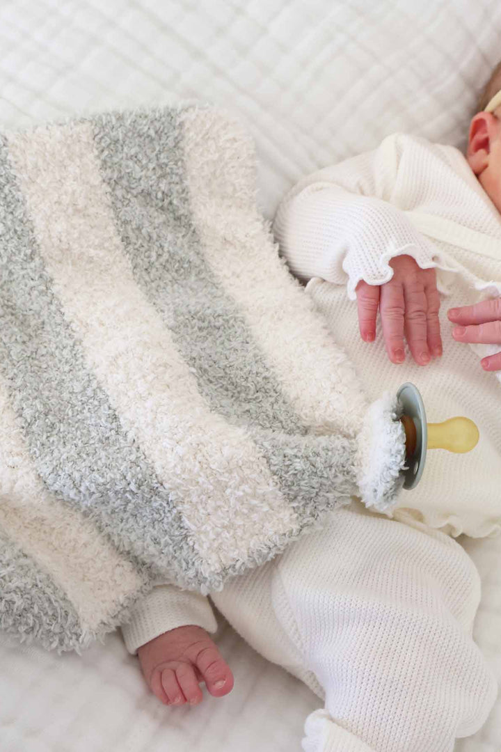 green and white stripe cuddlelane luxe lovey for babies 