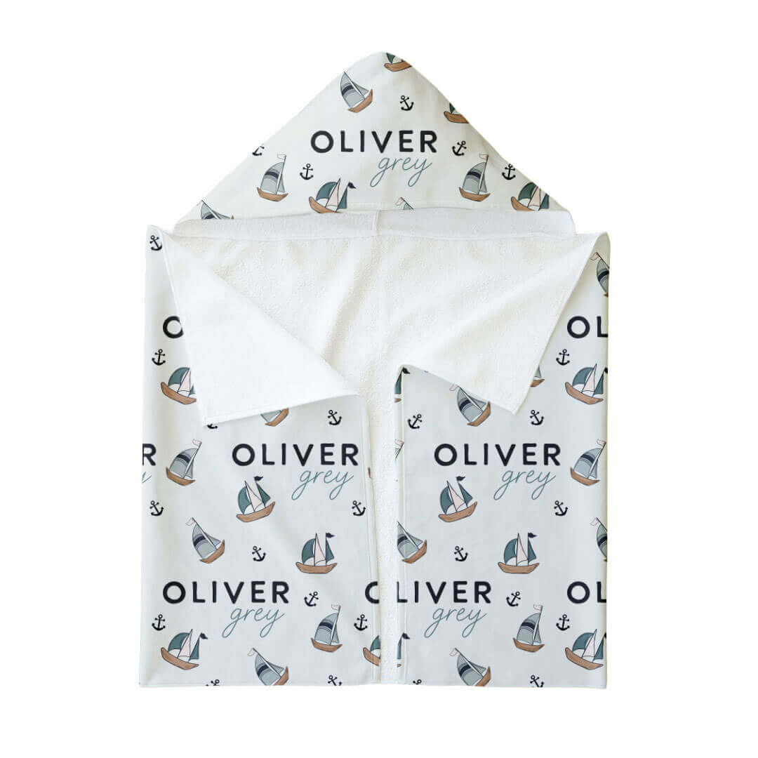 sail boat hooded towel kids