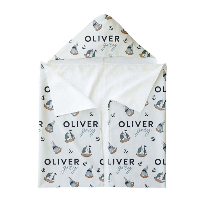 sail boat hooded towel kids