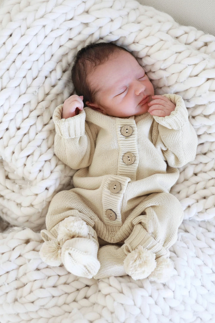 sand long sleeve knit sweater romper with buttons newborn outfits