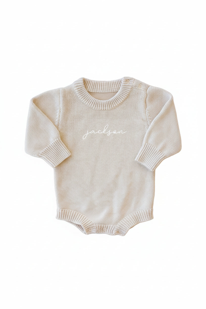 Personalized Printed Knit Sweater Bubble | Sand