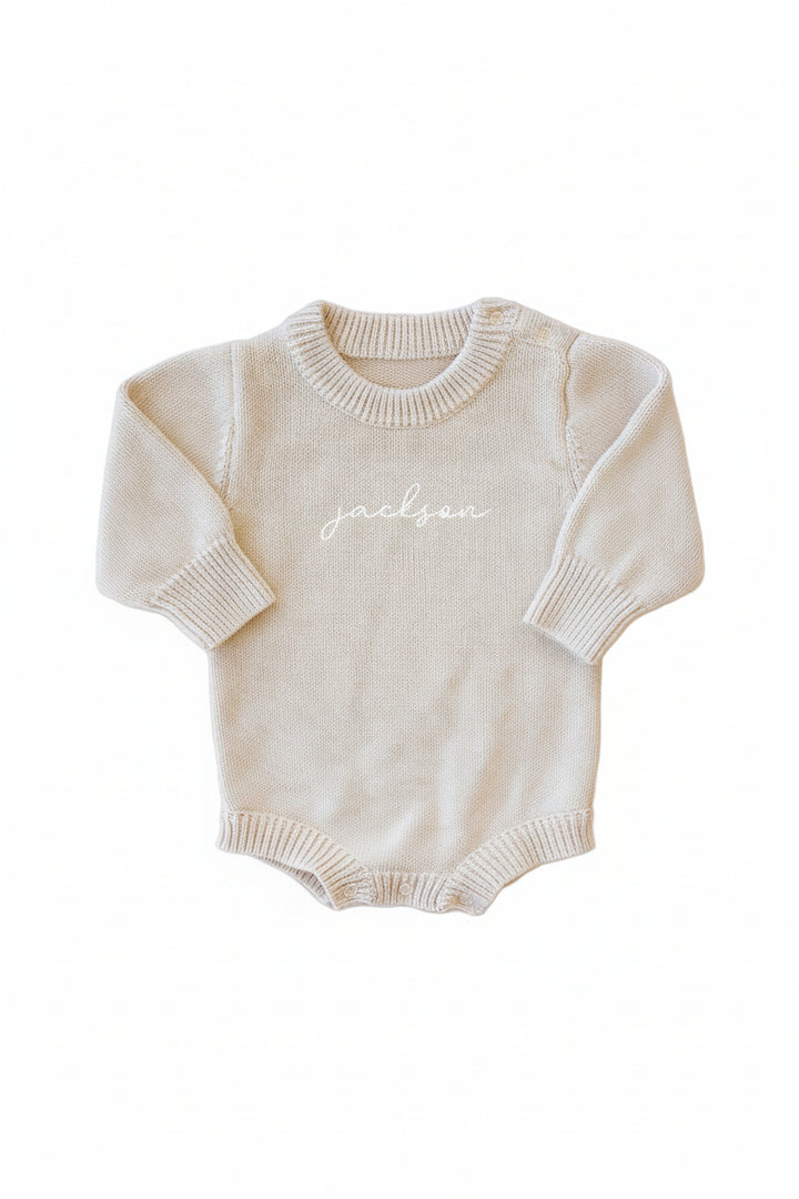Personalized Printed Knit Sweater Bubble | Sand