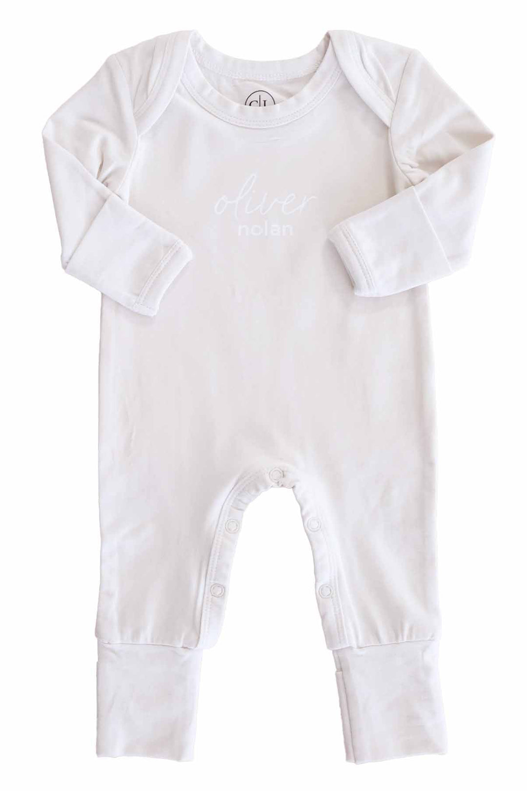 Personalized Full Length Snap Romper | Light Sand