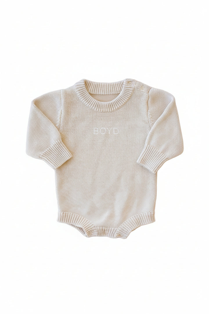 sand sweater romper personalized with name