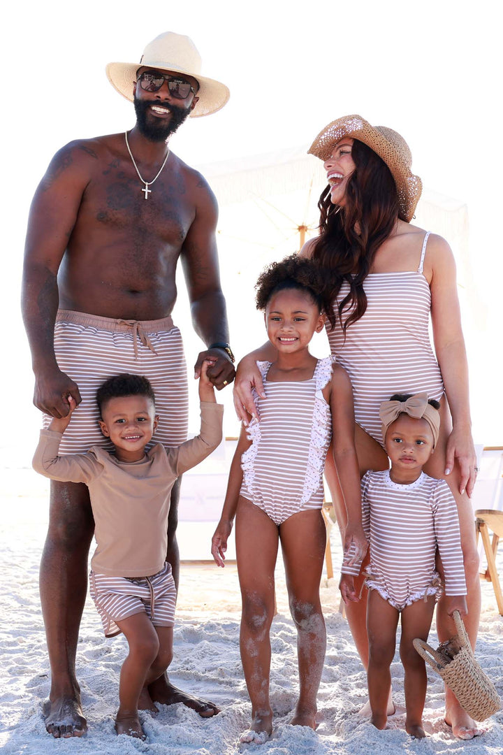 sandy stripes family matching swimsuits 