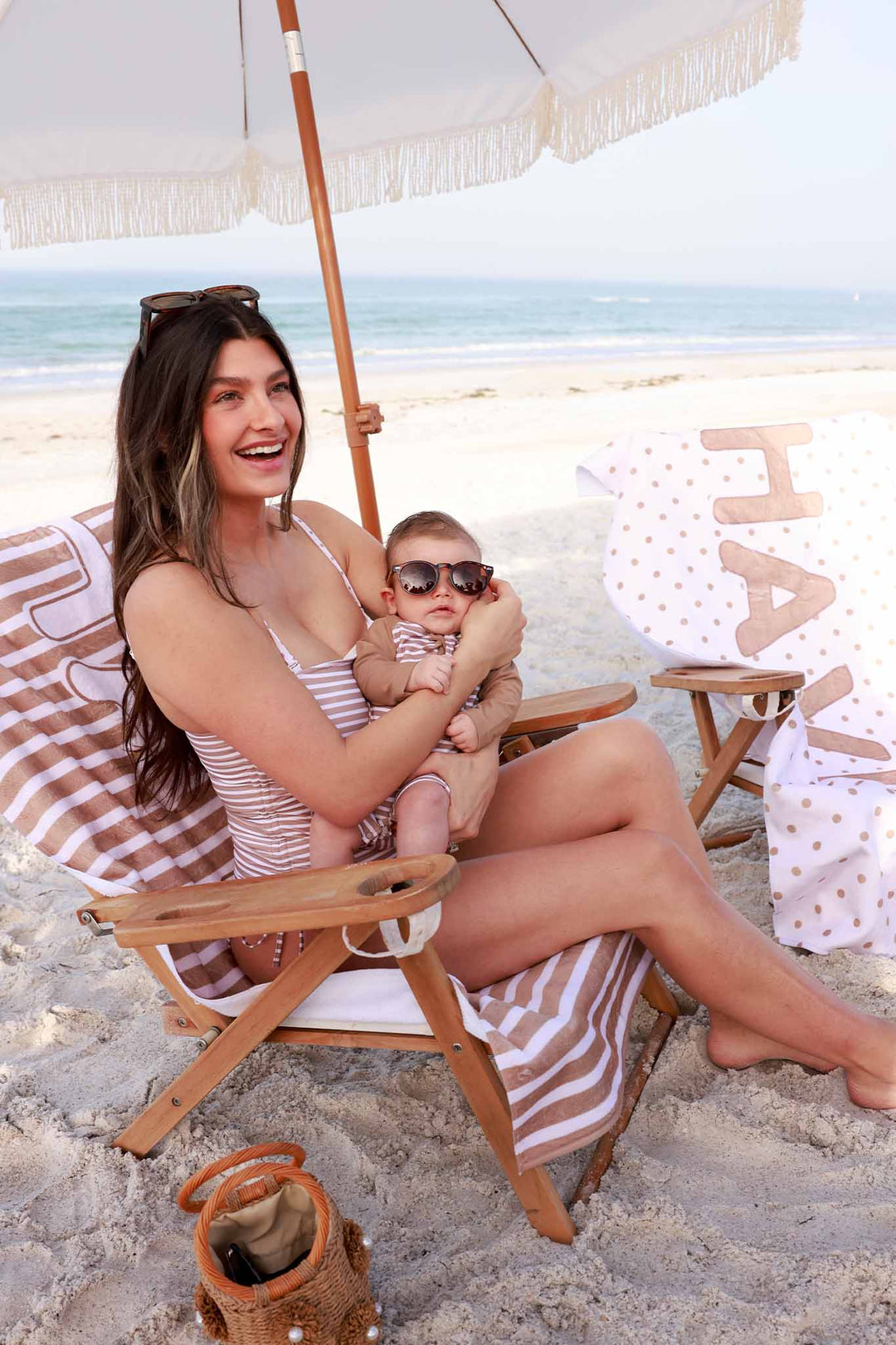 neutral stripe personalized beach towel for kids gender neutral