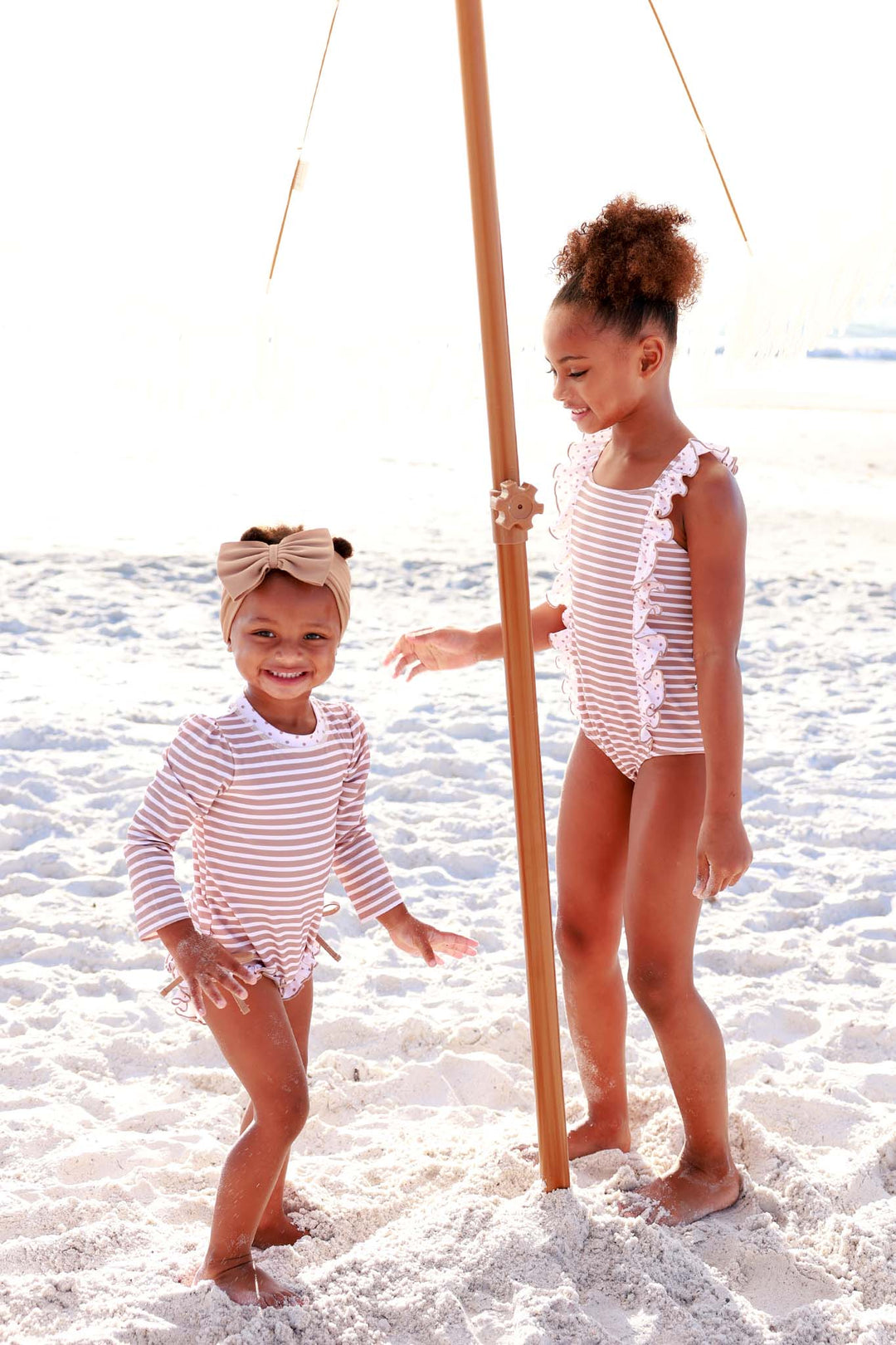 sandy stripes family matching swimsuits upf 50+