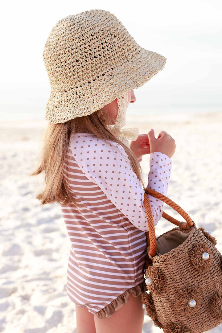 polka dot sleeve rash guard romper for girls 