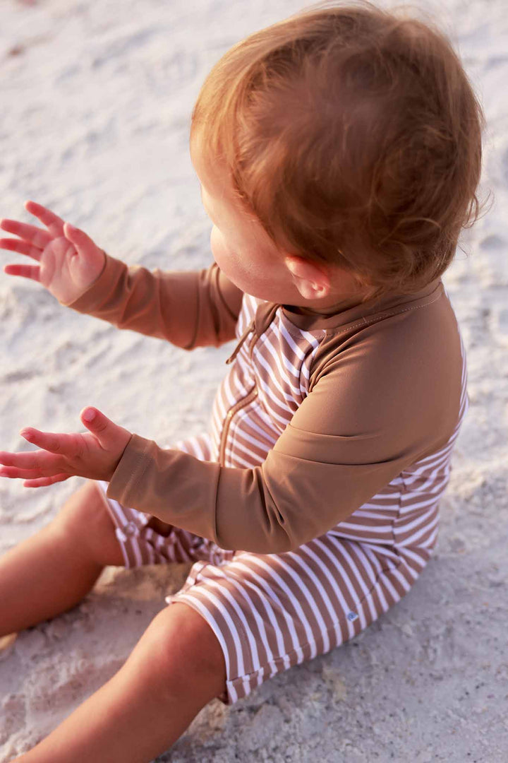 sandy stripes rash guard swimsuit for baby boys 