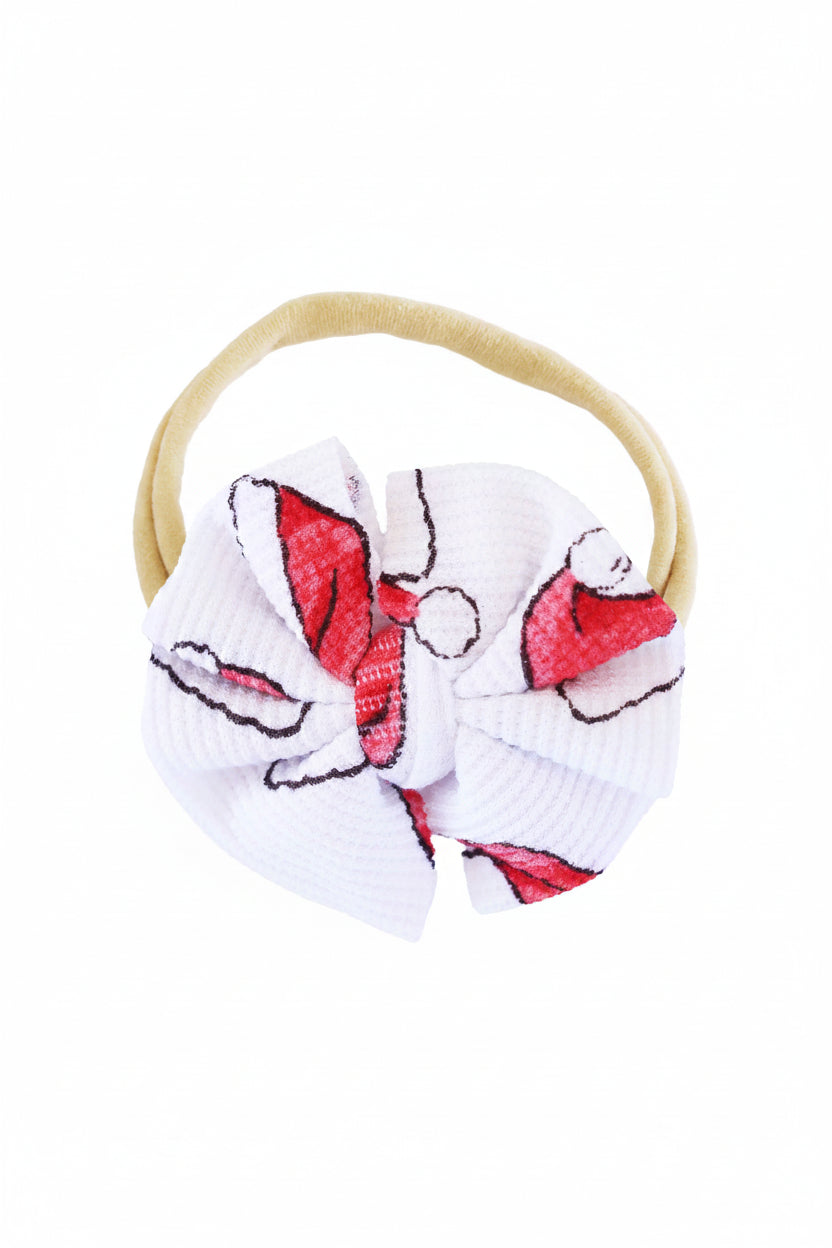 santa hat knit bow headband