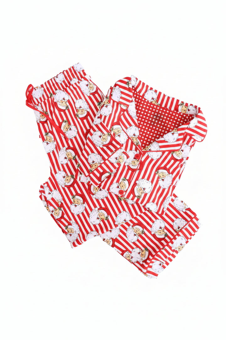 red and white stripes vintage santa collared lounge set for adults 
