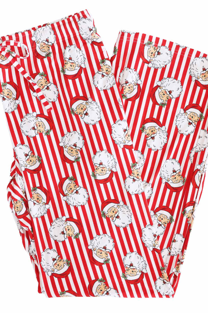 red and white striped santa head lounge pants for adults 