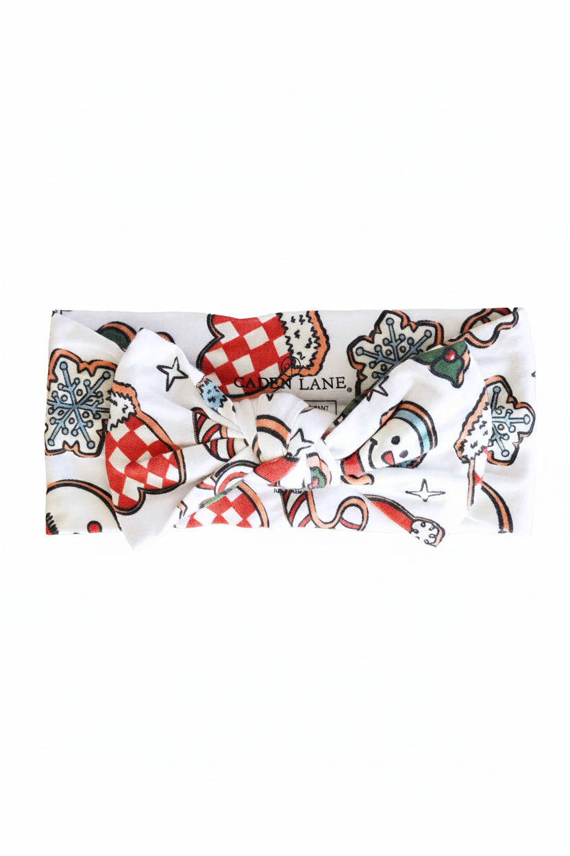 santa's cookies knit large bow headwrap 