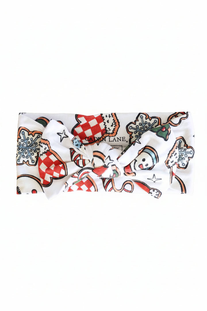 santa's cookies knit large bow headwrap 