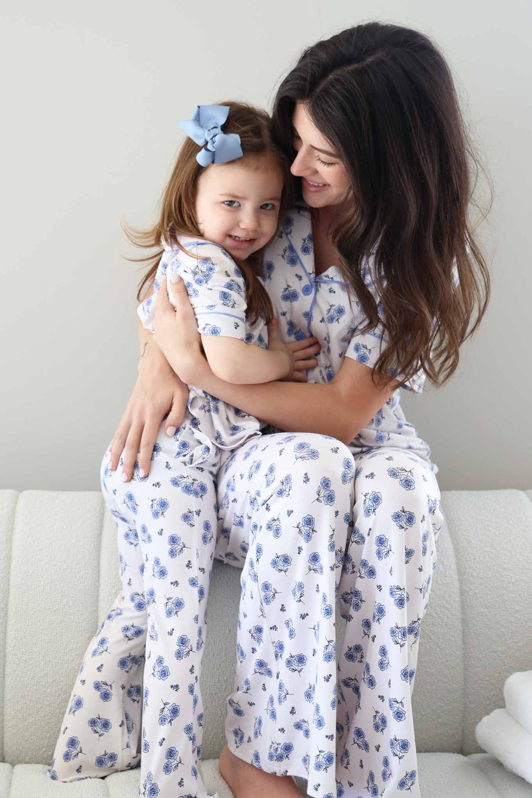 mommy and me matching lounge sets in sapphire garden rose print 