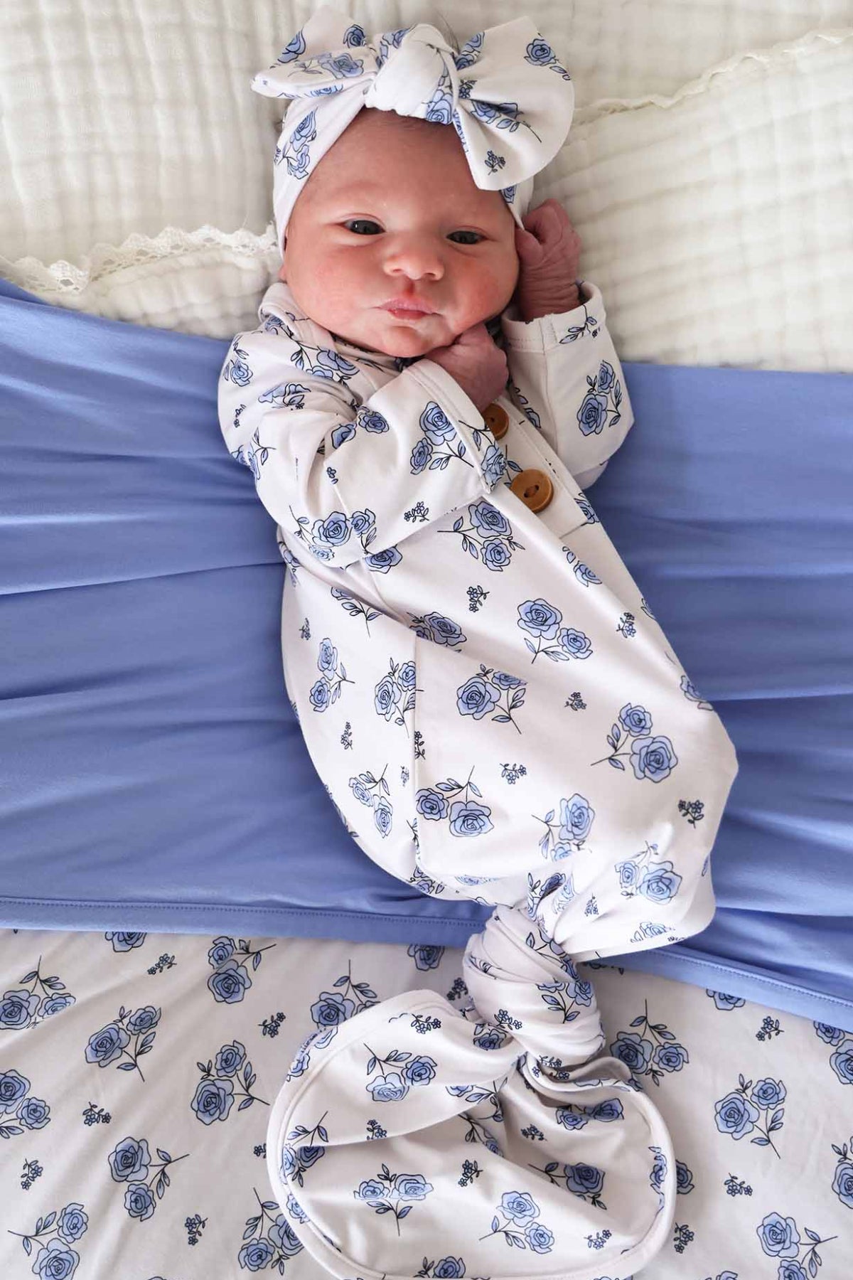 Newborn Baby Knot Gown & Hat Set | Sapphire Garden